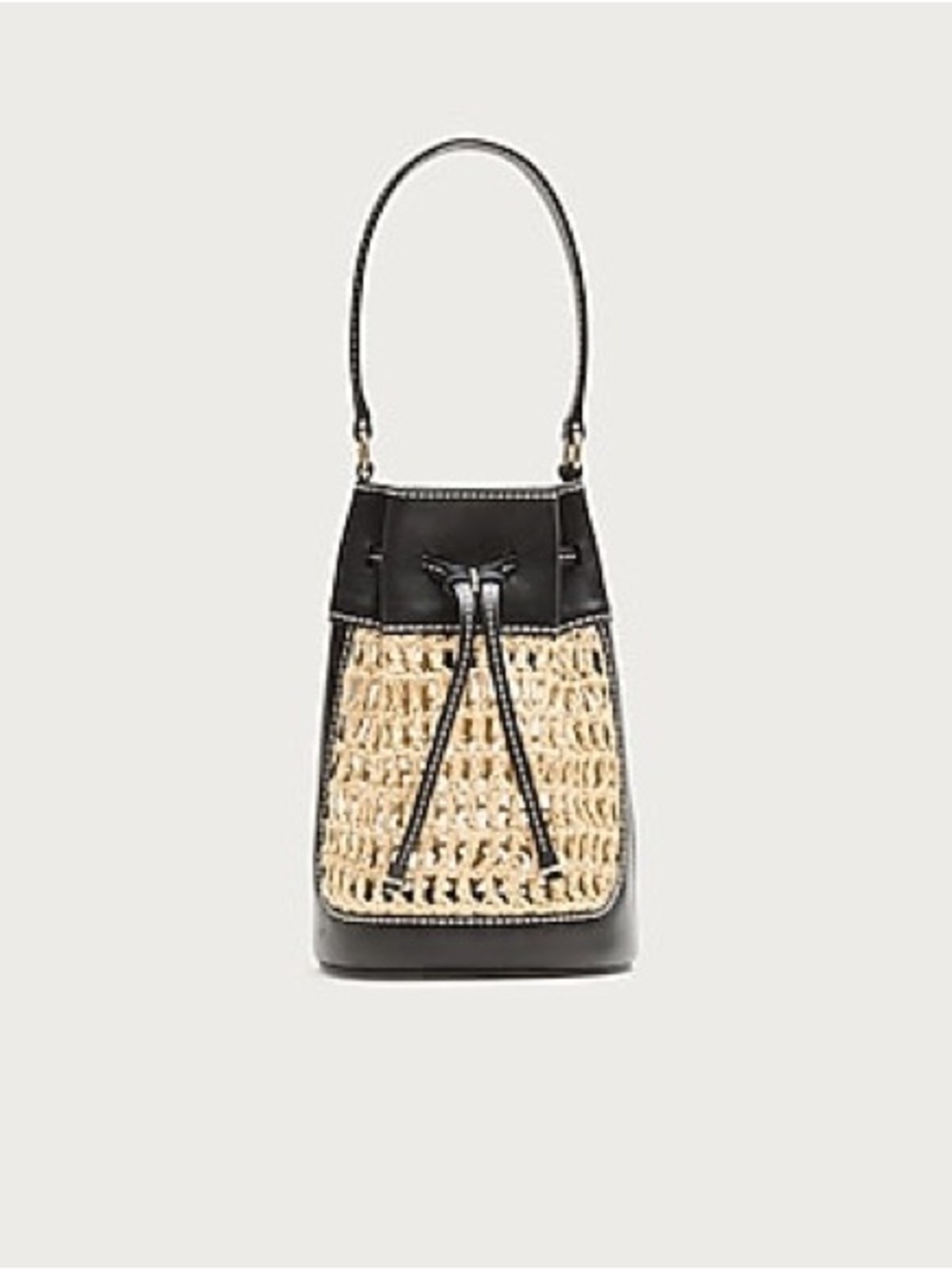 J. Crew Bag Leather Bucket Straw Bag NEW